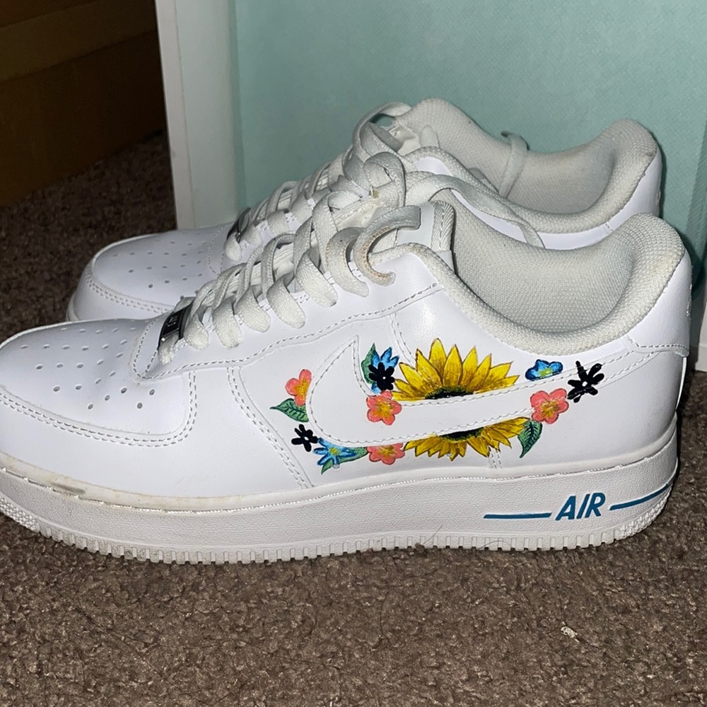Air Force 1 sunflower painted by hand
